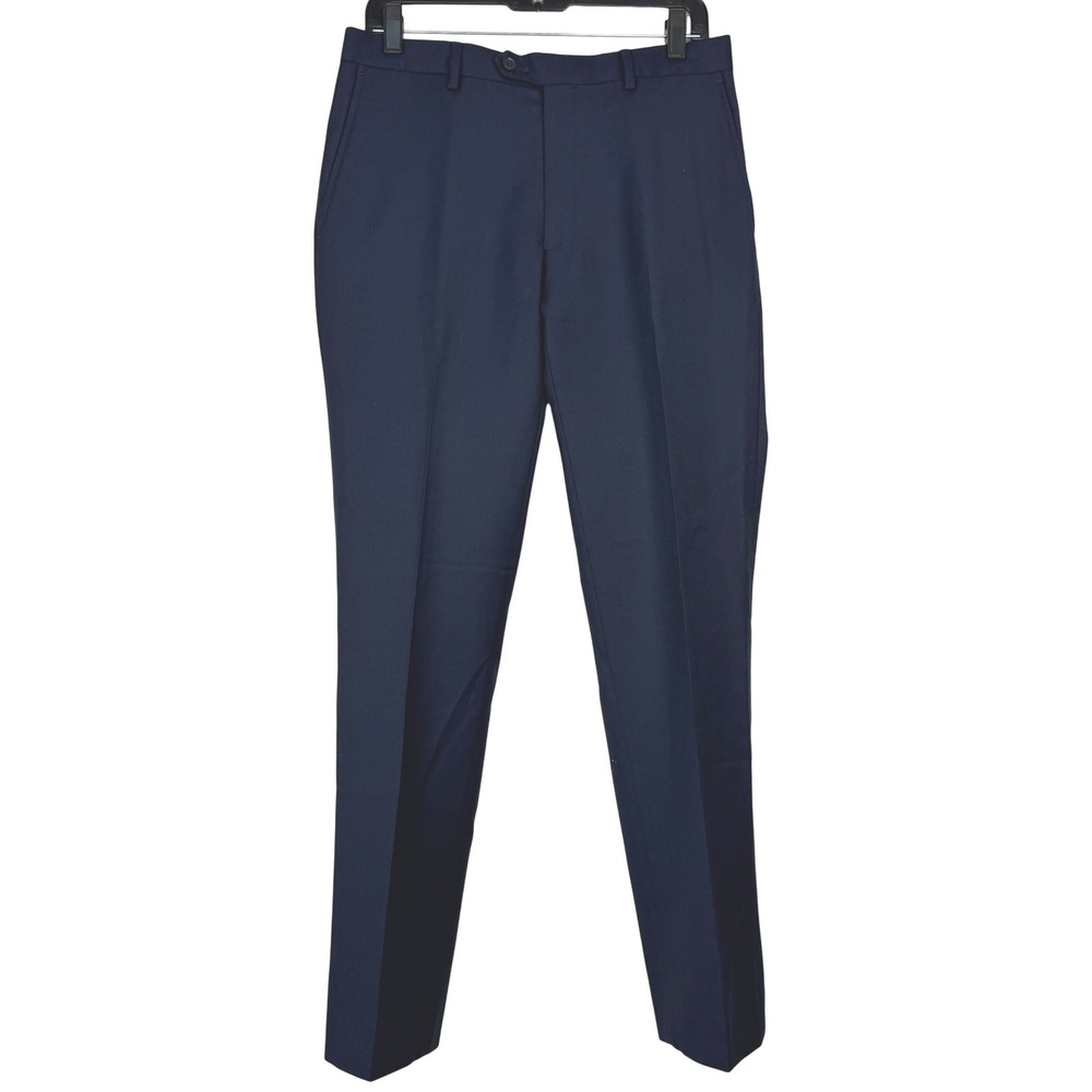 Charles Tyrwhitt 100% WOOL Dress Pants Mens 32x32 Slim Fit Textured Navy Blue